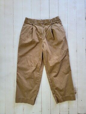 Everlane Pleated Ankle Trouser Pant Tan Khaki Womens Sz 4 S Small Cotton